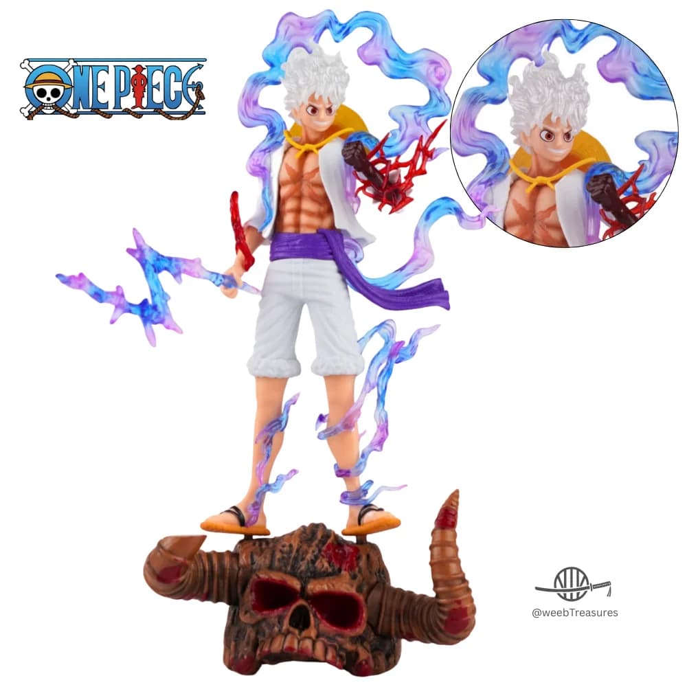 Monkey D. Luffy Gear 5 Action Figure with Skull Base (28 Cm Height) - One Piece