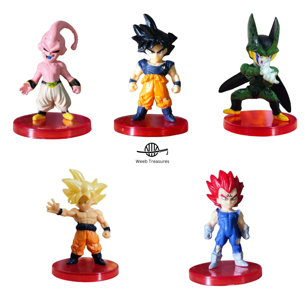 DBZ Action Figures Set of 5 (7-9 Cm Height) - SSJ Goku, Majin Vegeta, Kid Buu, Cell - Image 3