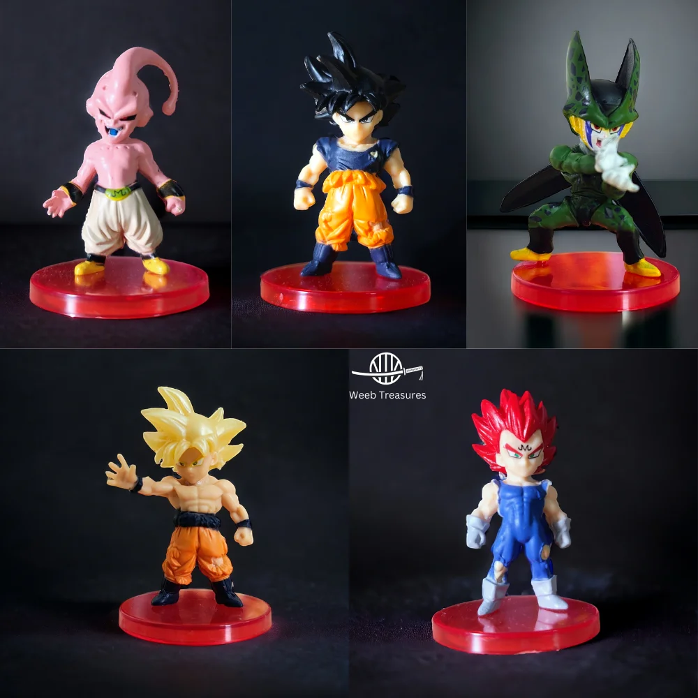 DBZ Action Figures Set of 5 (7-9 Cm Height) - SSJ Goku, Majin Vegeta, Kid Buu, Cell - Image 1