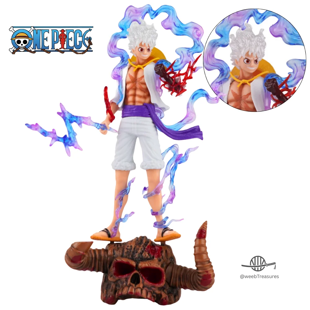 Monkey D. Luffy Gear 5 Action Figure with Skull Base (28 Cm Height) - One Piece - Image 1