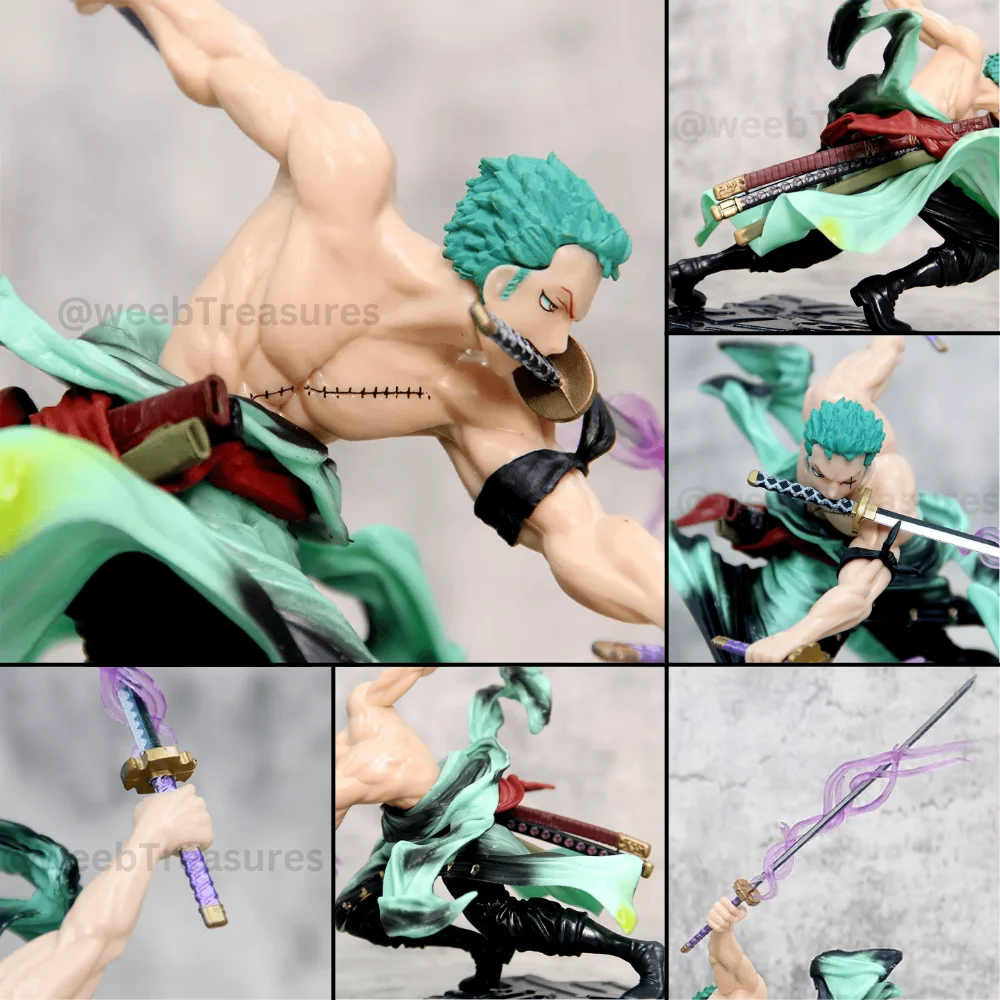 Roronoa Zoro Action Figure with Dual Heads and Purple Flames (22 Cm Height x 21 Cm Width) - One Piece - Image 3