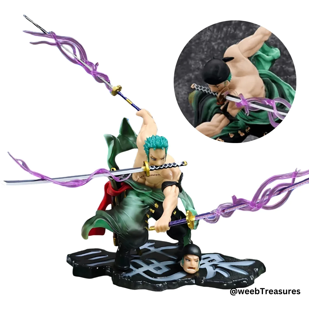 Roronoa Zoro Action Figure with Dual Heads and Purple Flames (22 Cm Height x 21 Cm Width) - One Piece - Image 5