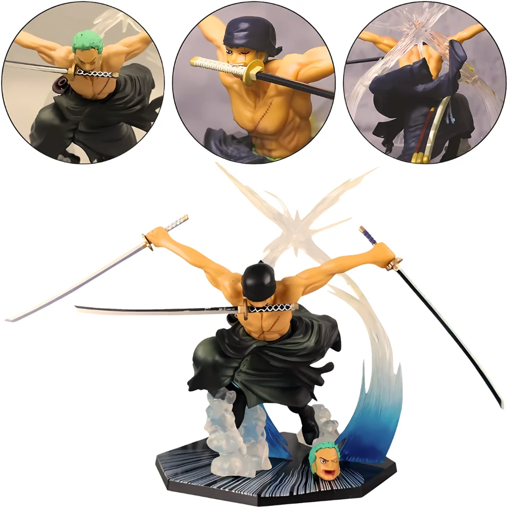 Roronoa Zoro Dual Head Action Figure with Box (21 Cm H x 16 Cm W) - One Piece - Image 4
