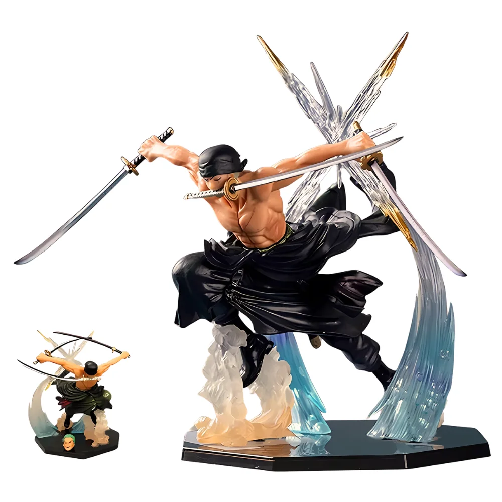 Roronoa Zoro Dual Head Action Figure with Box (21 Cm H x 16 Cm W) - One Piece - Image 1